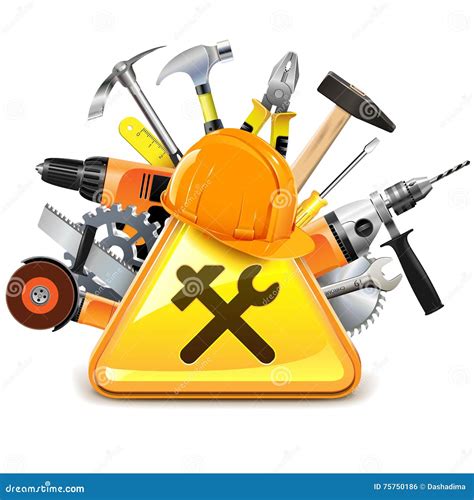 Vector Construction Tools With Sign Stock Vector Illustration Of Hard