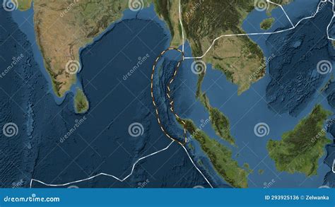 Burma Plate Dashed Patterson Cylindrical Satellite Stock Illustration