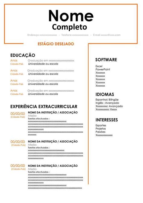 Modelo De Curriculo Preenchido Para Baixar Em Word Cv Grátis Cv Pour Stage Cv Gratuit