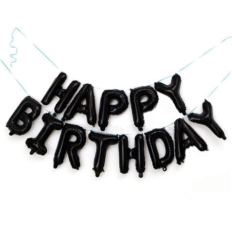 16 Inch HAPPY BIRTHDAY letter foil balloons Banner - Black