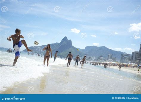 Brazilians Playing Altinho Keepy Uppy Futebol Beach Soccer Football