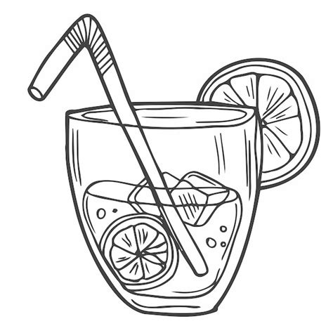 Dibujo Vectorial Ilustraci N Vaso De Limonada Con Rodaja De Lim N Hielo