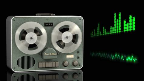 Video Clip Of A Reel To Reel Tape Recorder With Animated Sound Waves On