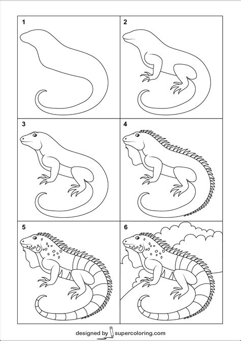 How To Draw A Cartoon Iguana Free Printable Puzzle Games