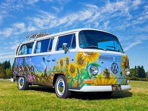 Paint Schemes And Clouds Painted Up Hippie Volkswagen Bus Vwbus