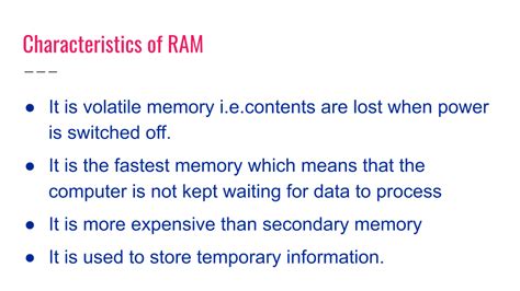 Characteristics Of RAM Random Access Memory What Is Computer