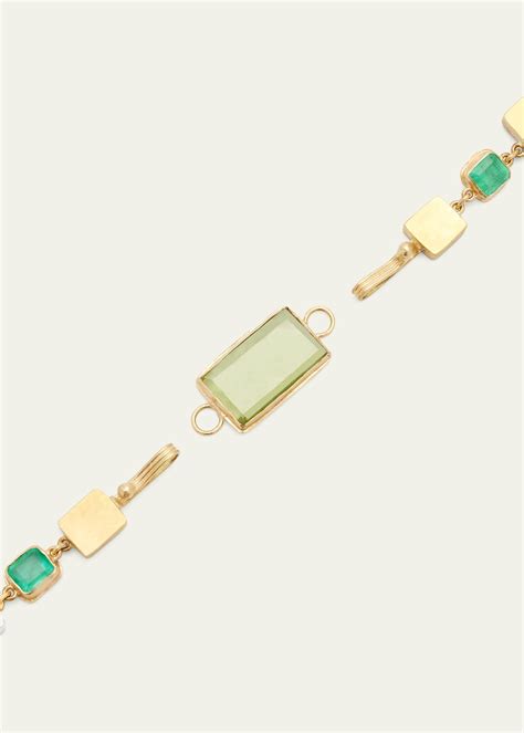 JUDY GEIB Gold Box Necklace with Colombian Emeralds and Peridot Clasp ...