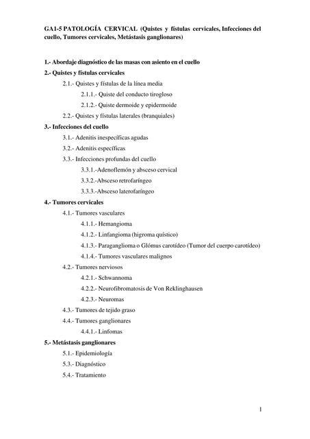 Patología Cervical Quistes y Fistulas Cervicales Infecciones del