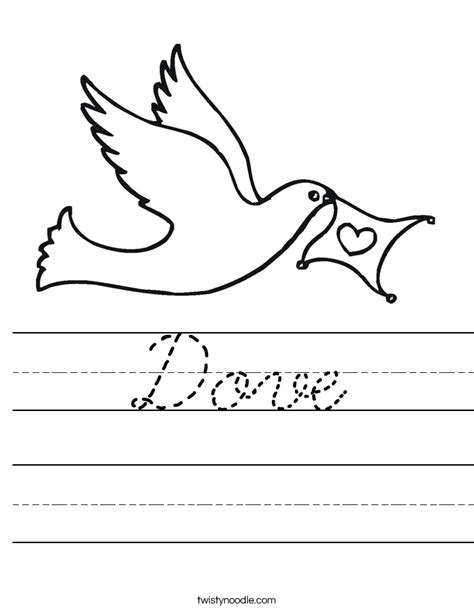 Dove Worksheet Cursive Twisty Noodle