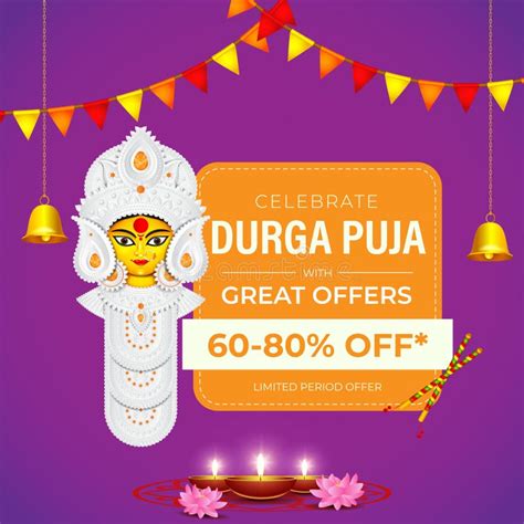 Vector Illustration For Durga Puja Sale Banner Stock Vector