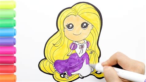 How To Draw Rapunzel From Tangled Cute And Easy Coloring Rapunzel