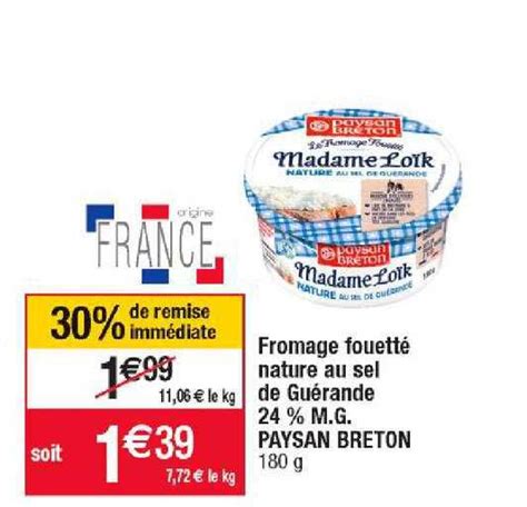 Promo Fromage Fouett Nature Au Sel De Gu Rande M G Paysan Breton