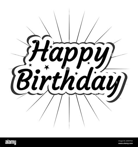 Happy Birthday text icon. Birthday card black and white sign vector ...