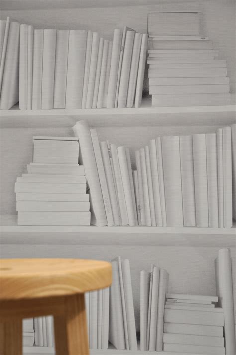 Whie Bookshelf Wallpaper - White - By Young and Battaglia - White ...