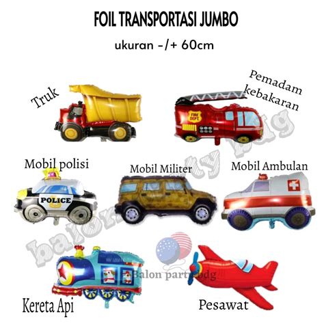 Jual Balon Foil Kendaraan Transportasi Jumbo Karakter Ulang Tahun