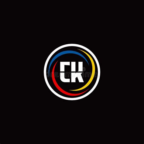 CK Monogram Logo Isolated On Circle Shape With 3 Slash Colors Rounded