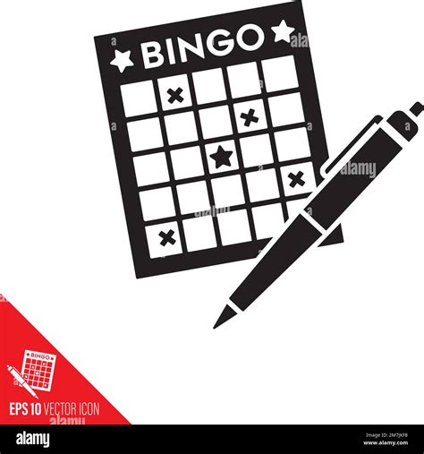 Bingo Card And Ball Point Pen Vector Icon For Bingo Day On June 27th