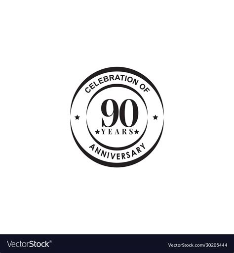 90th Year Celebrating Anniversary Emblem Logo Vector Image