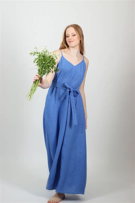 Linen Bridesmaid Dress. Linen Maxi Dress. Blue Wedding Guest - Etsy