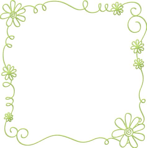 Denim Daisies Collection Green Flowers Border Clipart Full Size