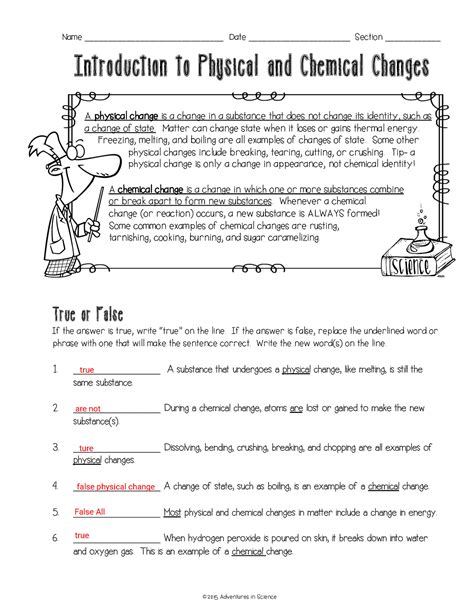 Class 7 Chemistry Worksheet On Chapter 6 Physical And Chemical