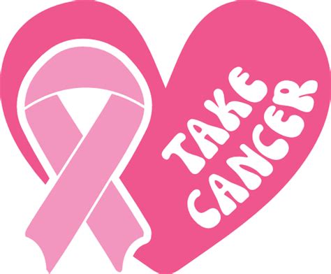 Take Cancer Heart And Ribbon Breast Cancer Awareness Tshirt Design