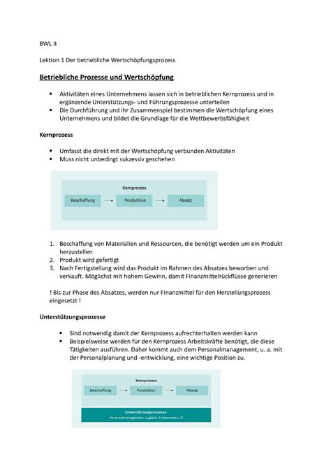Bwl Ii Zusammenfassung Skript Bwl Ii Bwl Ii Lektion Der