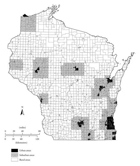 The Classification Of Rural Suburban And Urban Areas In Wisconsin Download Scientific Diagram