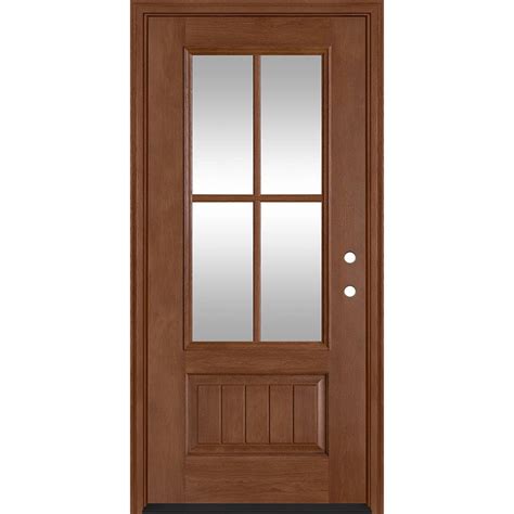 Clopay 34in X 80in X 6 9 16in Rustic 4 Lite Dark Stain Cherry Grain Fiberglass Prehung