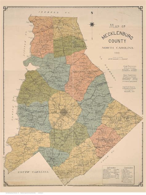 Mecklenburg County North Carolina 1911 Old Wall Map With - Etsy