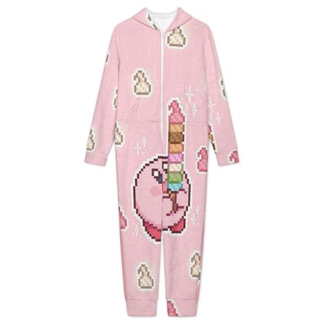 Kirby Kids Cartoon One-piece Pajamas Winter Warm Home Pajamas for Girl