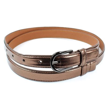 Womens Thin Skinny Stitched Leather Belt Solid Color 68 Wide