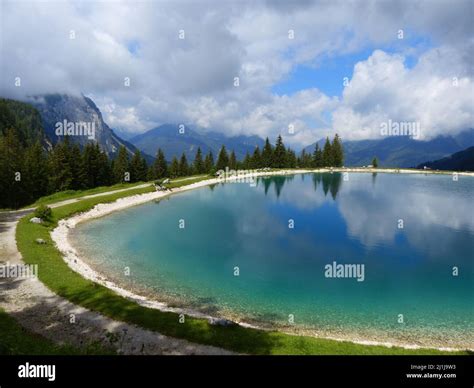 Zugspitz Arena With Ehrwalder Almsee Tyrol Austria Stock Photo Alamy