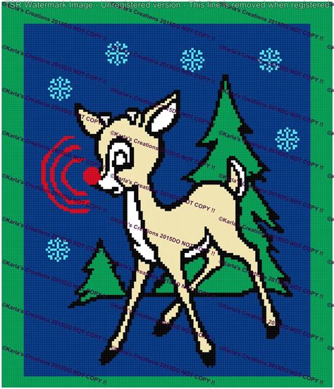 Rudolph With Tree Crochet Graph Etsy