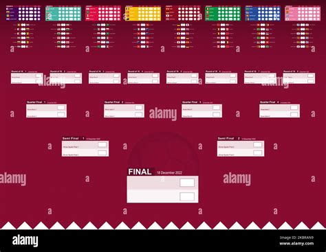 Football Results Table With Flags And Groups Of World Soccer