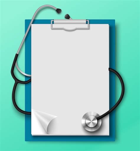 Premium Vector Medical Clipboard With Blank Empty Paper And Stethoscope