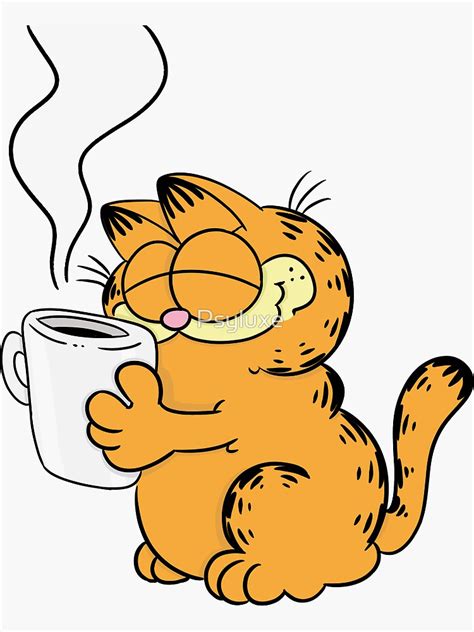 Garfield Coffee Sticker For Sale By Psyluxe Redbubble