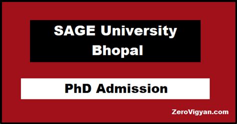 SAGE University Bhopal PhD Admission 2022-23 Autumn: Dates, Application ...