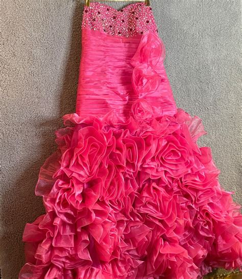 Barbie Core Gown Long Dress 16 Strapless Hot Pink Fuc Gem