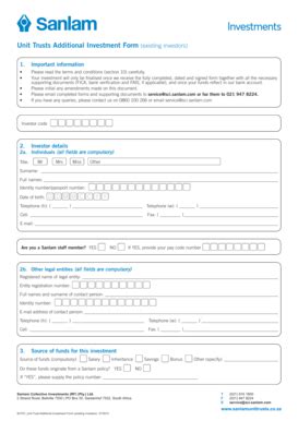 Fillable Online Sanlamintelligence Co Unit Trusts Additional Investment