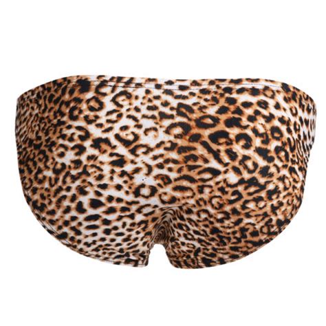 Sexy Mens Leopard Print Lingerie Boxer Briefs Thongs Bikini Underwear