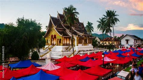 Luang Prabang Laos Famous Night Market In Luang Prabang Laos With