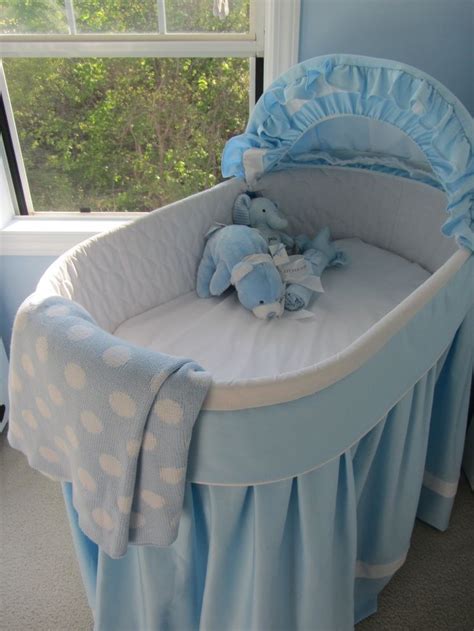 Bassinet With Handmade Blue Bedding Bassinet Blue Baby Boy Nursery