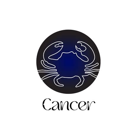 Astrological zodiac sign Cancer in line art style on dark blue Zodiak ...