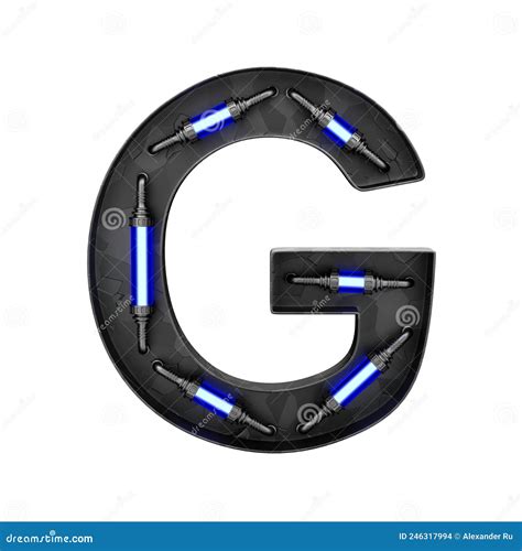 Futuristic Technology Font Letter G D Render Stock Illustration