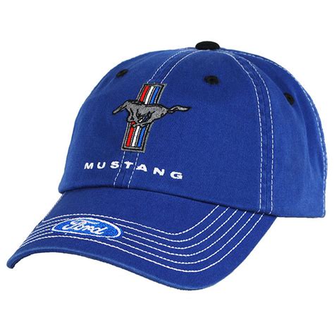 Ford Mustang Tri Bar Logo Blue Hat Auto Gear Direct