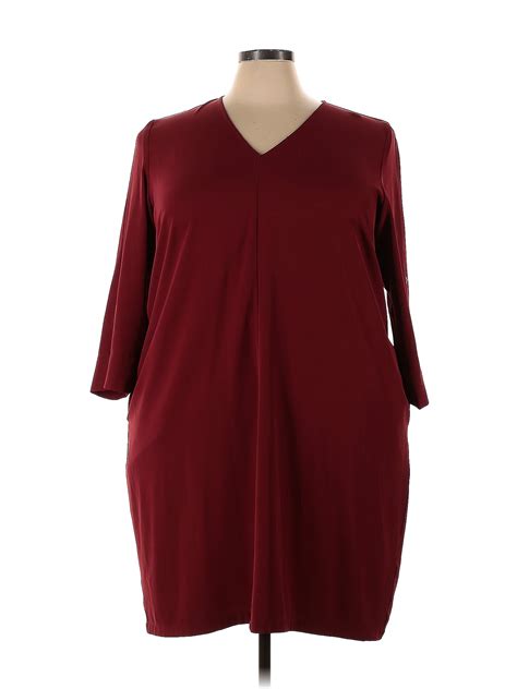 Universal Standard Solid Burgundy Casual Dress Size 22 L Plus 63