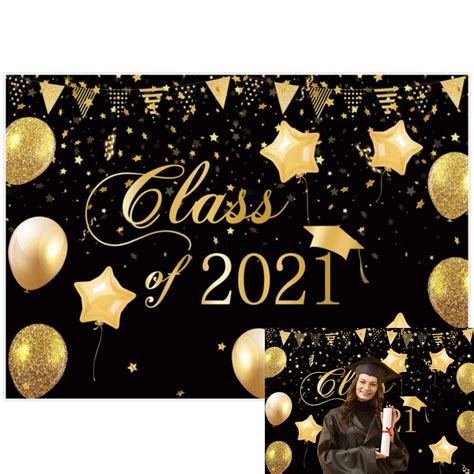 Buy Allenjoy Class Of 2021 Congrats Grad Black Golden Backdrop