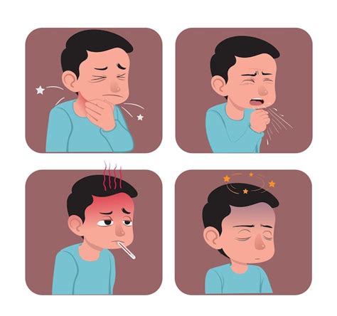 Premium Vector | Common flu symptoms in cartoon style