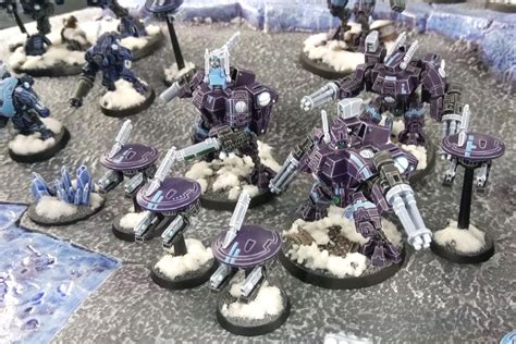 Dan Harden S Blue And Purple Tau Army Tau Warhammer Warhammer 40k